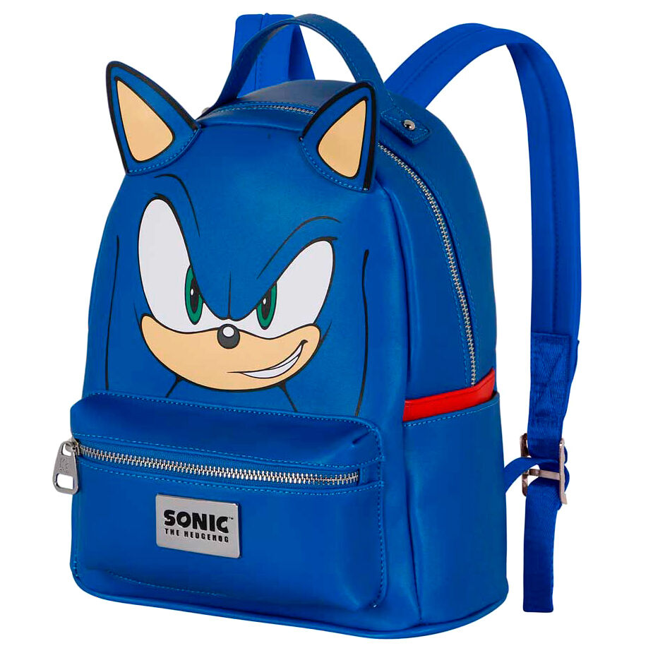 Mochila azul Heady de Sonic the Hedgehog con bolsillo frontal