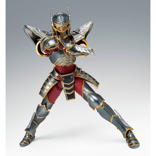 Figura articulada de Pegasus Seiya con armadura gris y detalles dorados