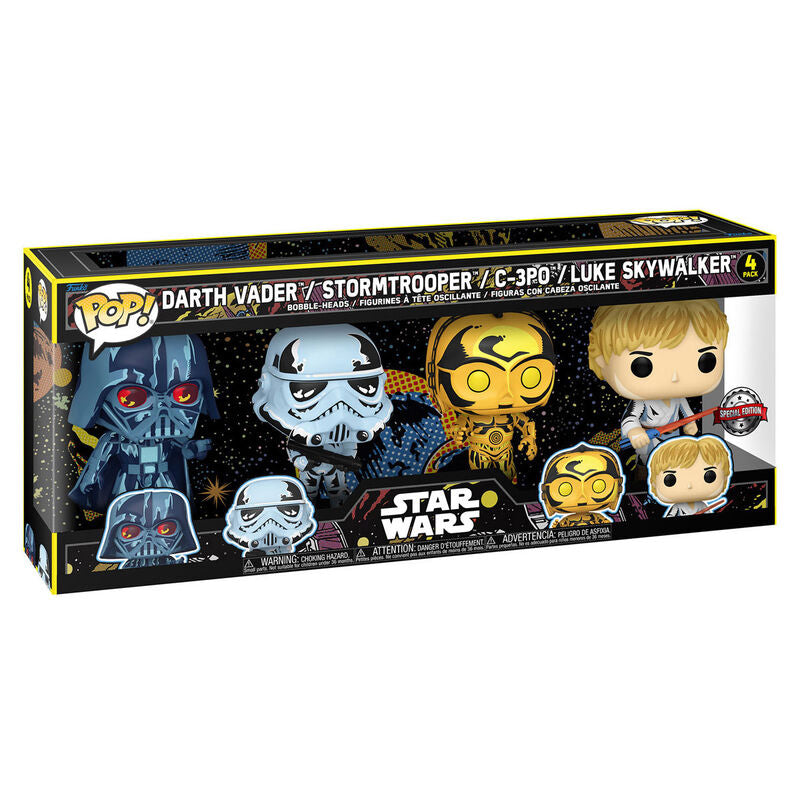 Pack FUNKO POP! Star Wars con Darth Vader, Stormtrooper, C-3PO y Luke Skywalker