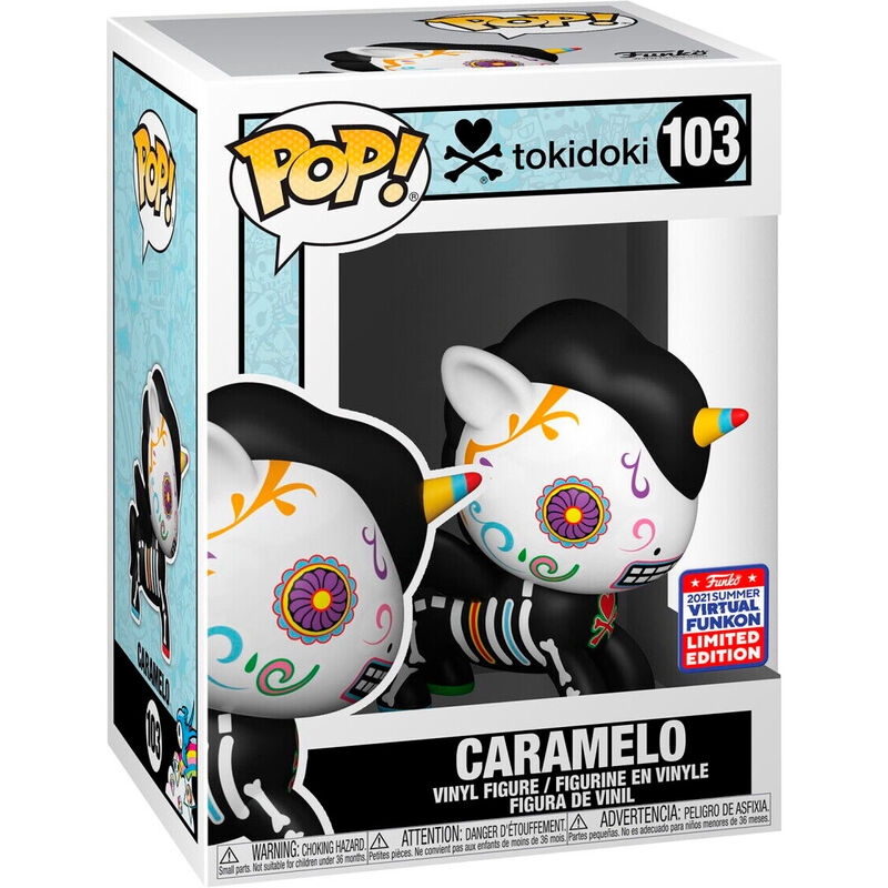 Figura Funko POP! Tokidoki Caramelo Exclusive de vinilo con diseño negro y rostro colorido - 2