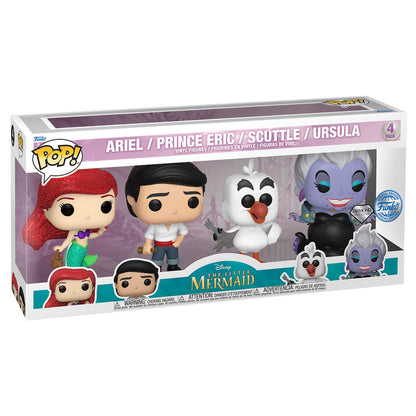 Pack Funko Pop de 4 figuras de Disney La Sirenita: Ariel, Eric, Scuttle y Ursula