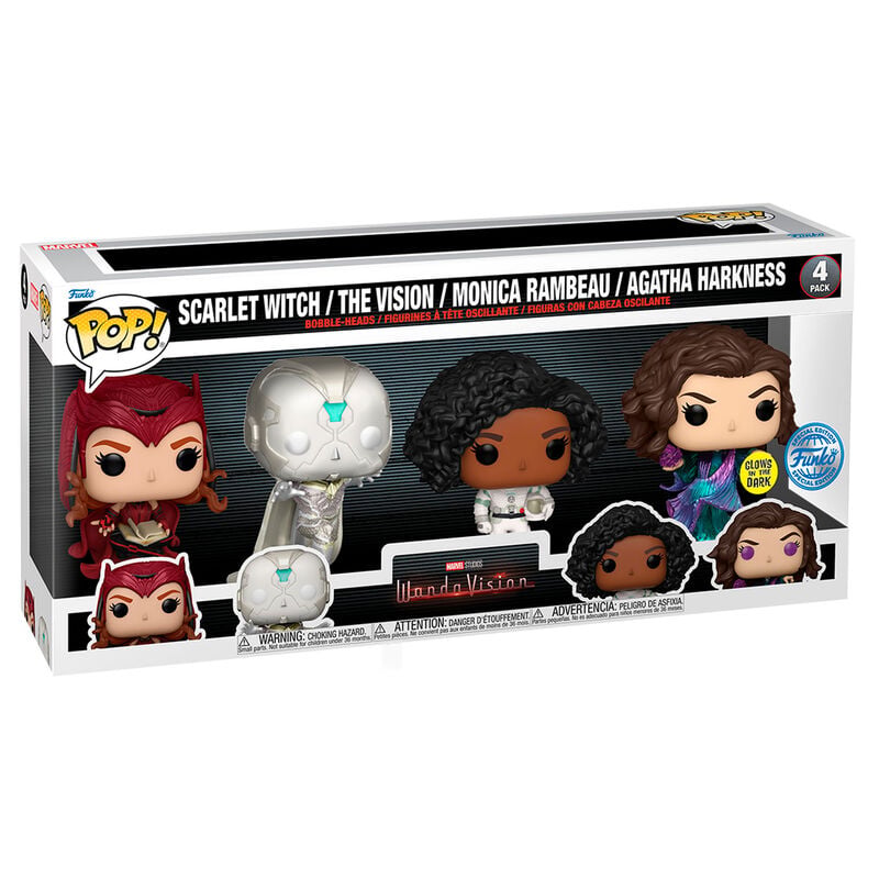 Blíster FUNKO POP de WandaVision con Scarlet Witch, The Vision, Monica Rambeau y Agatha Harkness