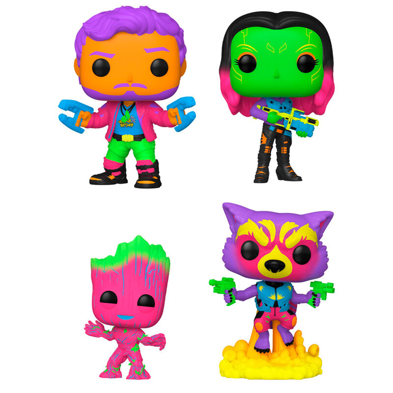 Blíster FUNKO POP! Black Light con Star-Lord, Gamora, Groot y Rocket Raccoon - 2