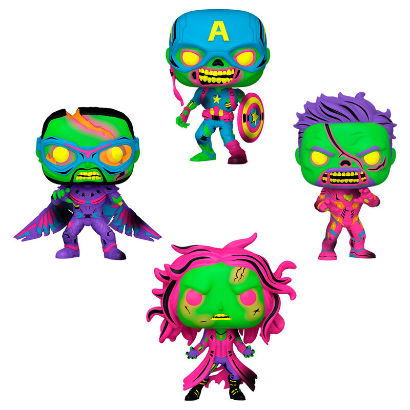 Blíster FUNKO POP! Marvel What If...? con cuatro figuras Zombie Black Light - 2
