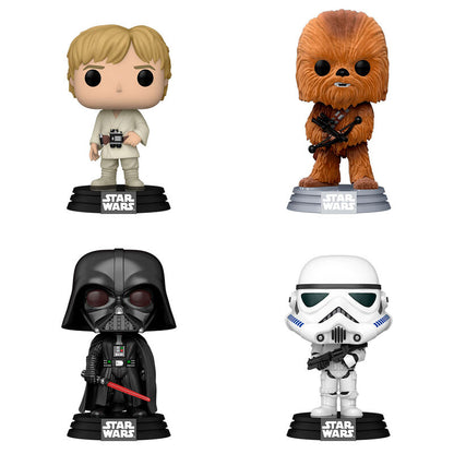 Blíster Funko POP! Star Wars con Luke Skywalker, Chewbacca, Darth Vader y Stormtrooper - 2