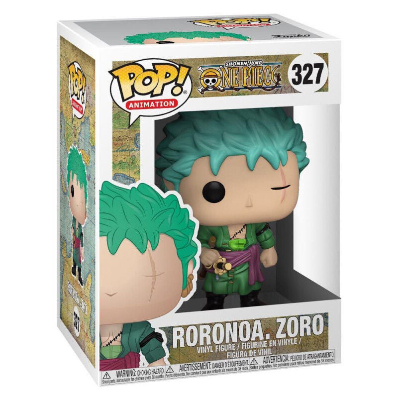 Figura FUNKO POP de Zoro de One Piece con cabello verde y espadas - 3