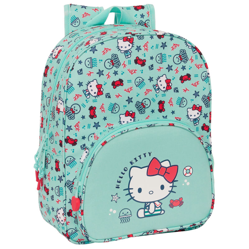 Mochila turquesa Sea Lovers de Hello Kitty con estampado marino