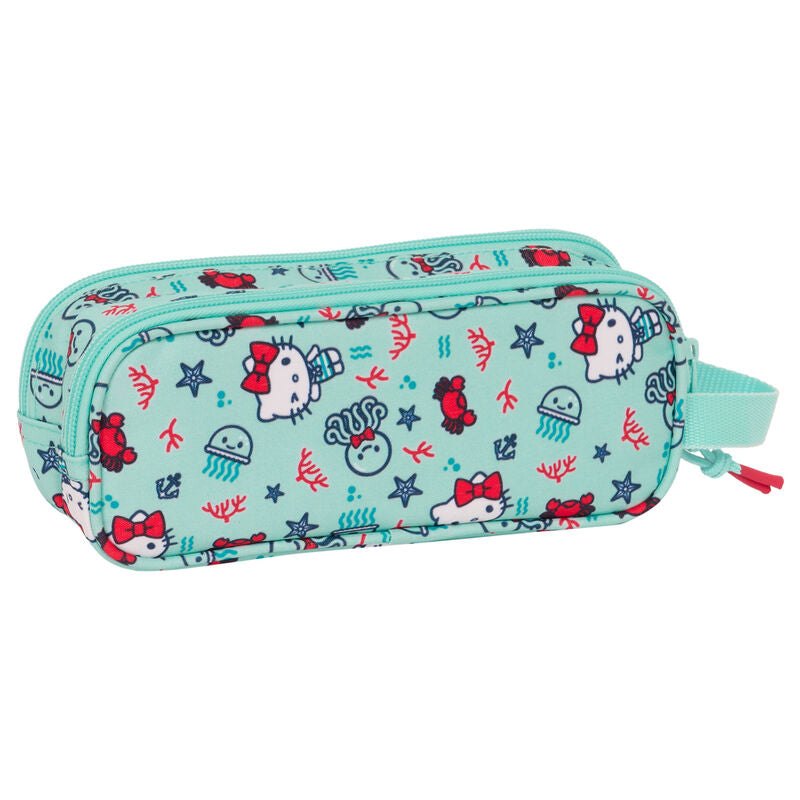 Portatodo doble turquesa Hello Kitty Sea Lovers con dos cremalleras - 2