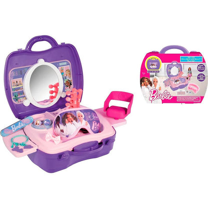 Playset Barbie Deluxe de belleza y bienestar con estuche, espejo, silla y accesorios