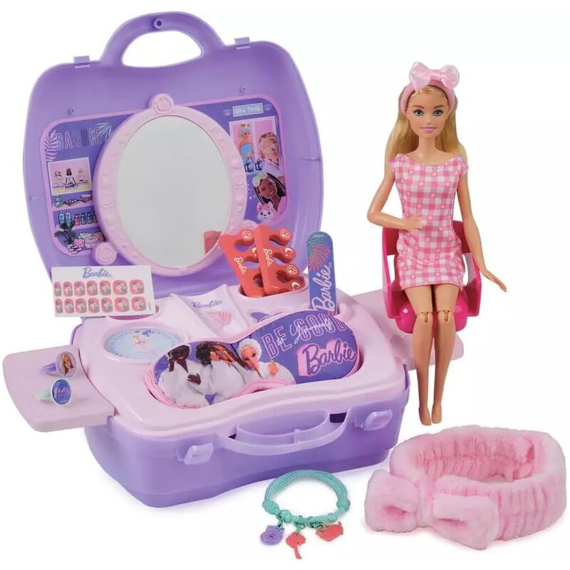 Playset Barbie Deluxe de belleza y bienestar con estuche, espejo, silla y accesorios - 5