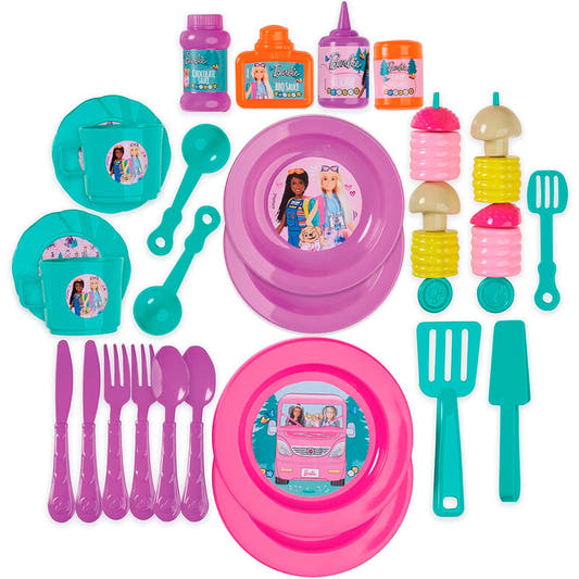 Playset Barbie Glamping rosa con barbacoa y accesorios - 4