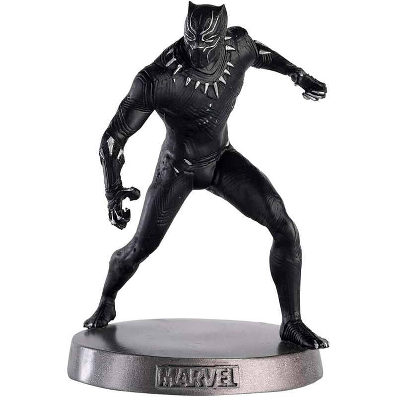 Figura Black Panther Marvel Heavyweights en pose de acción sobre base con logotipo Marvel