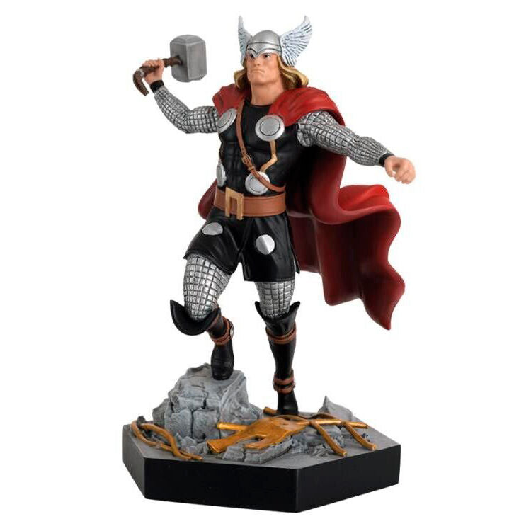 Figura de Thor Marvel con martillo, capa roja y base escénica - 2