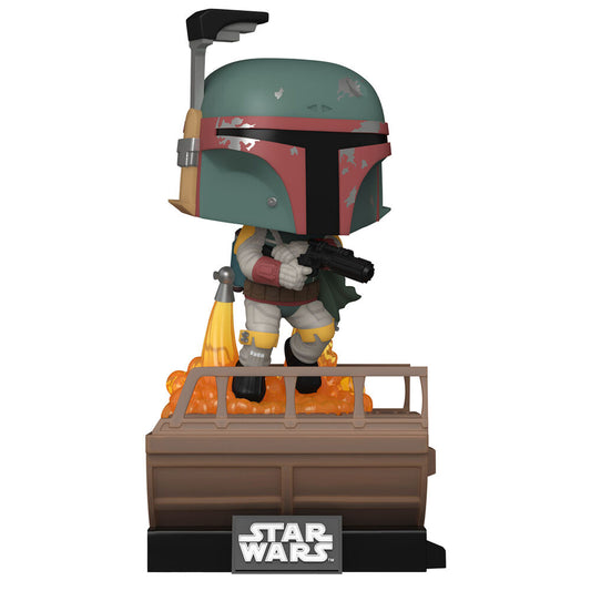 Figura Funko POP! Deluxe de Boba Fett con base escénica y llamas