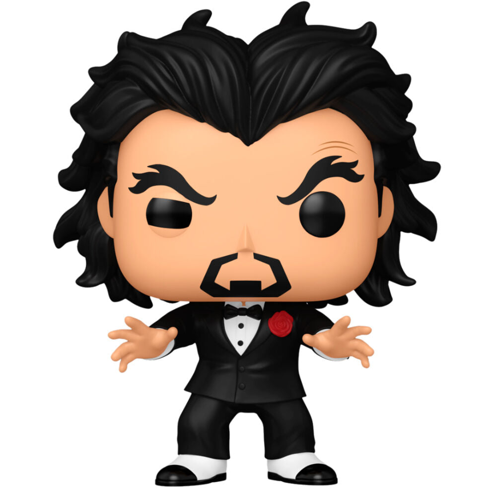 Figura Funko POP! de Doctor Psycho con traje negro y rosa roja