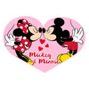Cojín 3D rosa con Mickey y Minnie de Disney en forma de corazón