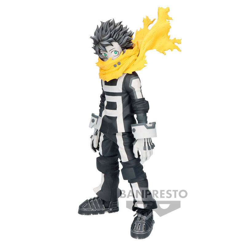 Figura de Izuku Midoriya Deku con uniforme blanco y negro y bufanda amarilla