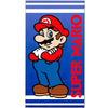 Toalla azul de algodón de Super Mario Bros con Mario y texto rojo