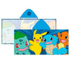 Poncho toalla Pokémon azul con capucha y Pikachu, Bulbasaur, Squirtle y Charmander