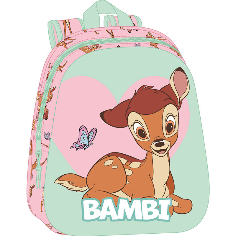 Mochila 3D de Bambi Disney en tonos verde menta y rosa