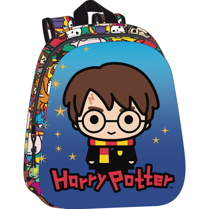 Mochila 3D de Harry Potter con diseño de Harry sobre fondo azul