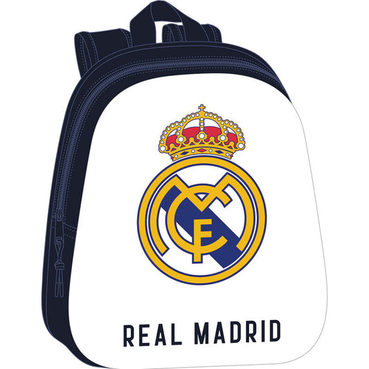 Mochila 3D Real Madrid SAFTA de 33 cm en blanco y azul marino