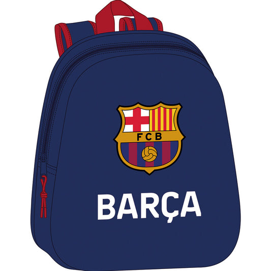 Mochila 3D azul marino del F.C. Barcelona con escudo y texto Barça