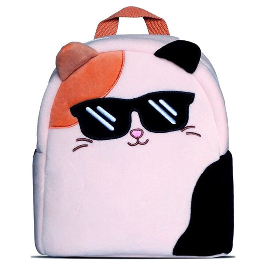 Mochila de peluche rosa de Cam Squishmallows con gafas negras