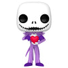 Figura Funko POP de Jack Skellington con traje morado y corazón rojo
