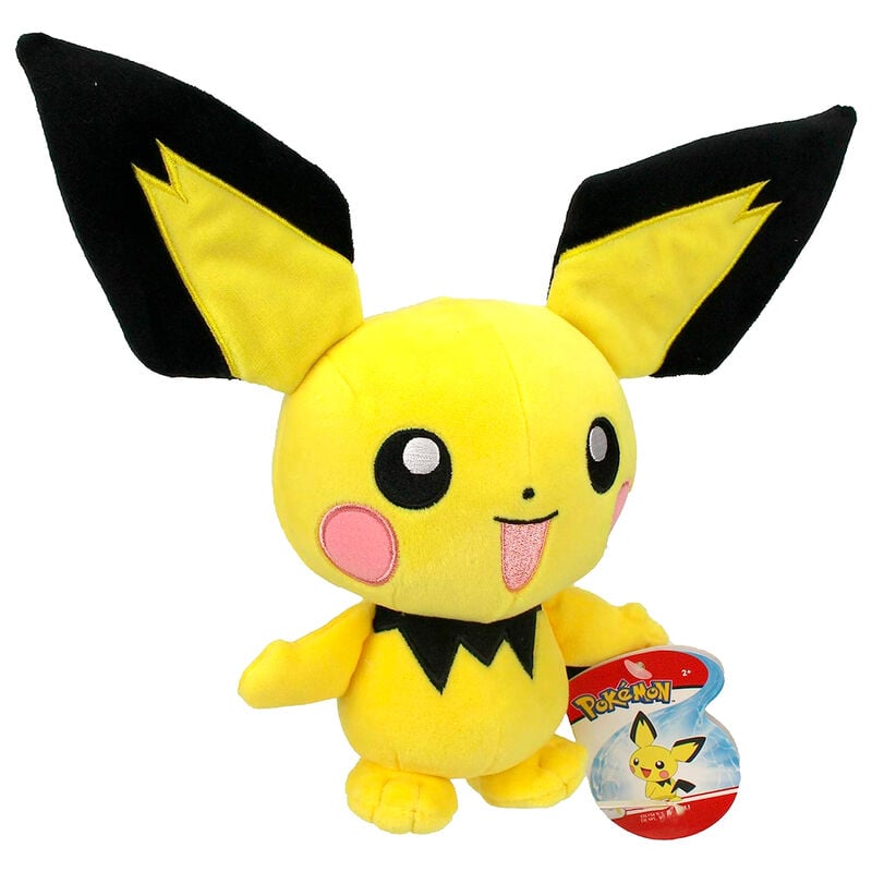 Peluche de Pichu Pokémon amarillo de 20 cm con grandes orejas negras