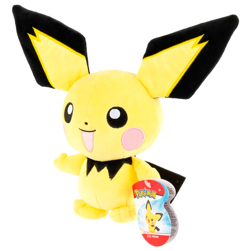 Peluche de Pichu Pokémon amarillo de 20 cm con grandes orejas negras - 2