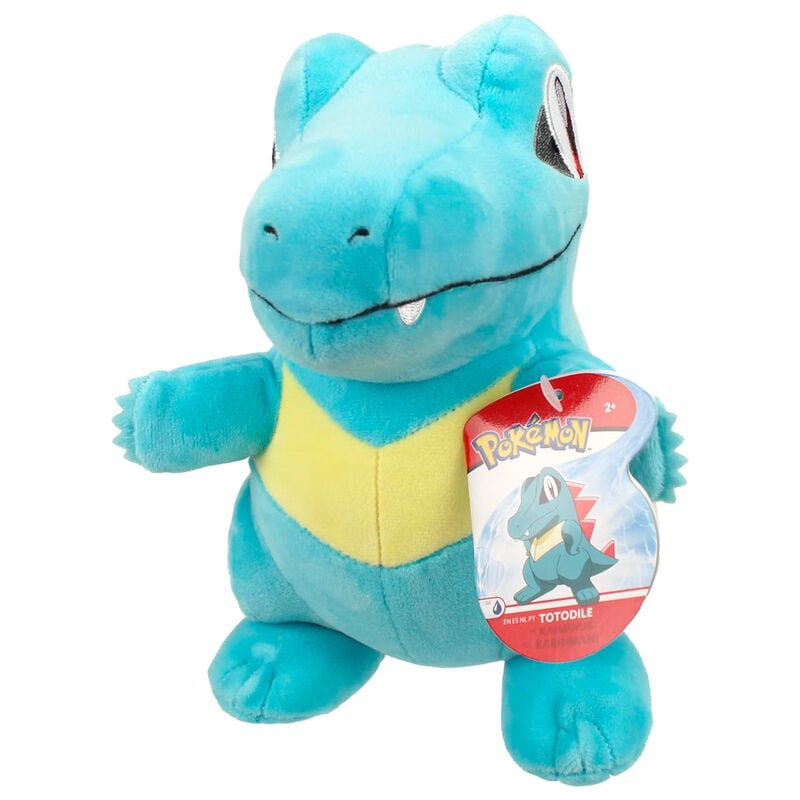 Peluche Totodile de Pokémon azul turquesa con vientre amarillo