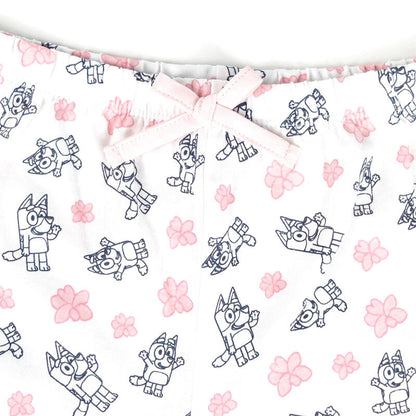 Pijama infantil rosa de manga corta con estampado de Bluey y pantalón corto - 2