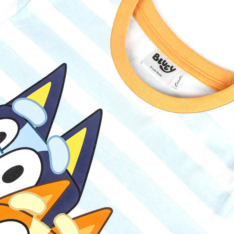 Pijama corto infantil de Bluey con camiseta de rayas y pantalón naranja - 2