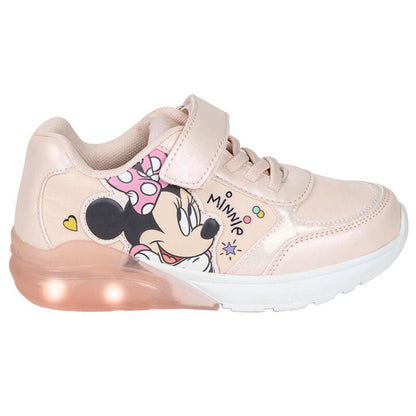 Deportiva rosa Minnie Disney con luces, cordones y tira superior