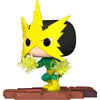 Figura FUNKO POP! de Electro con efectos de energía amarillos sobre base rocosa