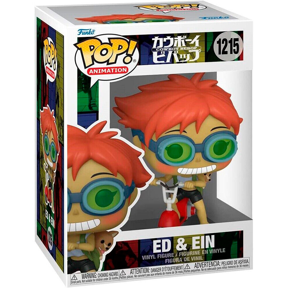 Figura Funko POP de Ed y Ein de Cowboy Bebop sobre un patinete rojo - 2
