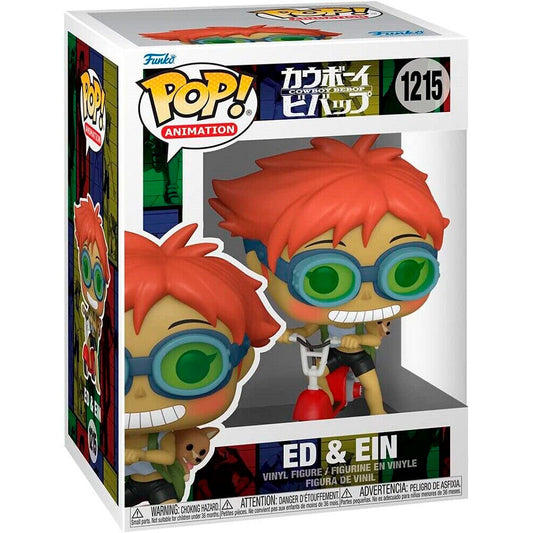 Figura Funko POP de Ed y Ein de Cowboy Bebop sobre un patinete rojo - 2