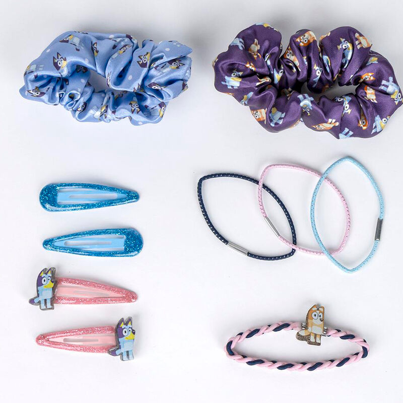 Set de accesorios para el pelo Bluey con pinzas, coleteros y bolsa transparente - 2