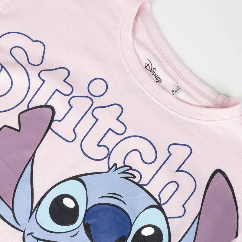 Camiseta rosa de algodón Stitch Disney con estampado y flecos - 3