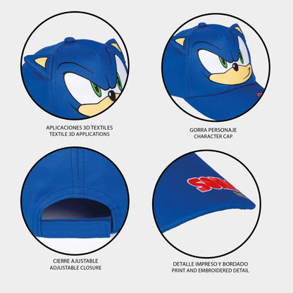 Gorra azul de Sonic the Hedgehog con rostro del personaje - 4