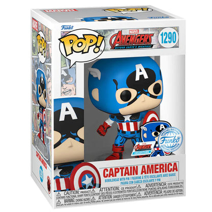 Figura Funko POP! de Captain America con escudo sobre base Avengers - 2