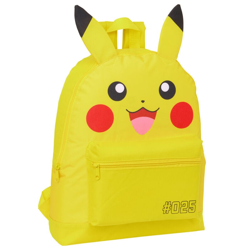 Mochila amarilla de Pikachu Pokémon con orejas y bolsillo frontal