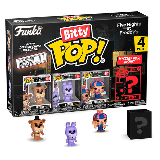 Blister Funko Bitty Pop! de Five Nights at Freddy's con Freddy, Bonnie, Balloon Boy y figura misteriosa
