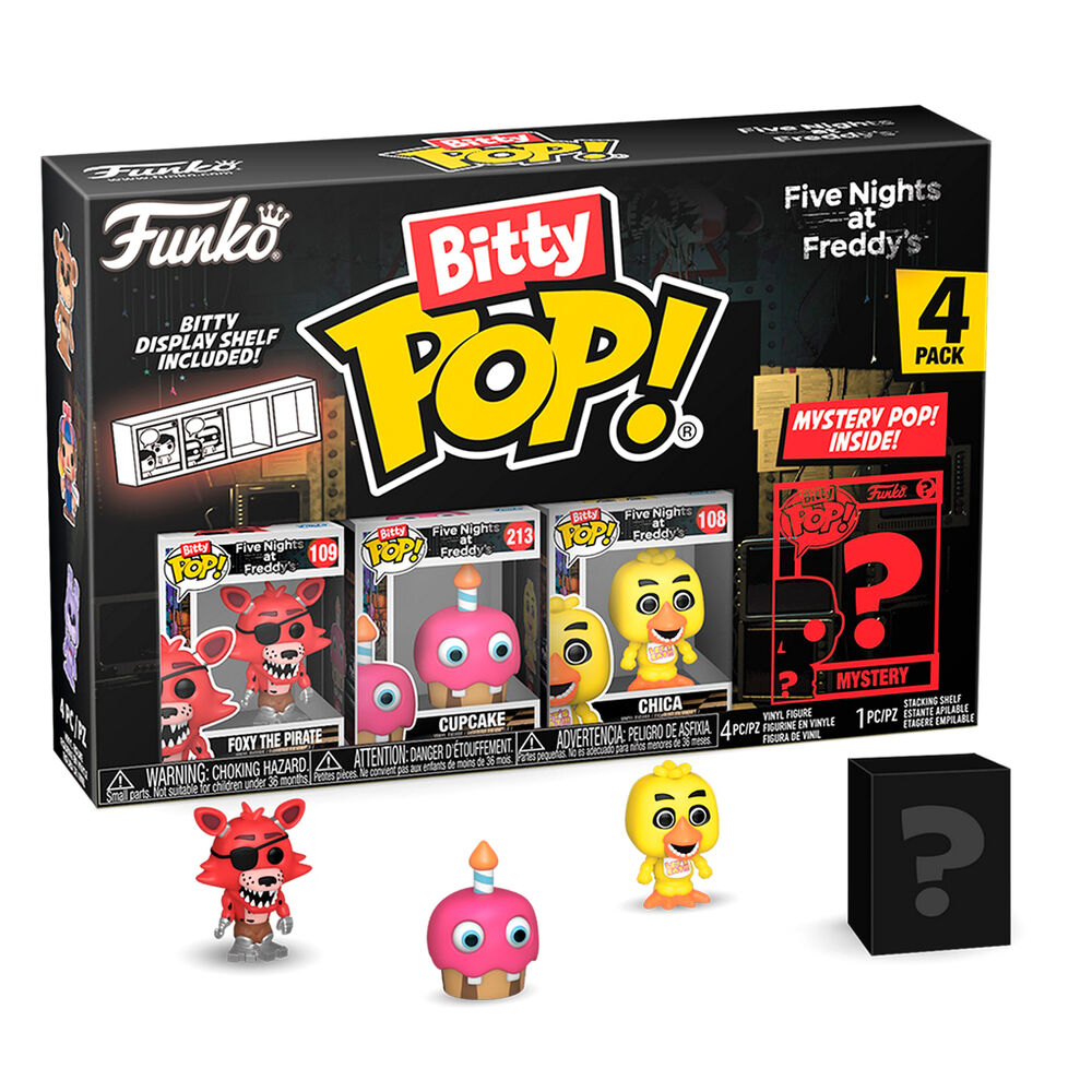 Blister FUNKO Bitty Pop! de Five Nights at Freddy’s con Foxy, Cupcake, Chica y figura misteriosa