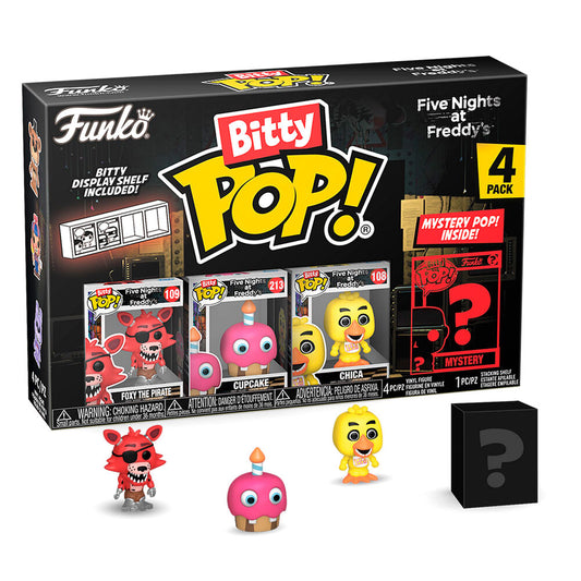 Blister FUNKO Bitty Pop! de Five Nights at Freddy’s con Foxy, Cupcake, Chica y figura misteriosa