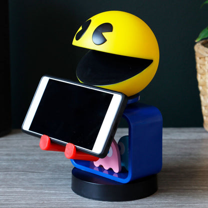Soporte Cable Guy de Pac-Man amarillo con base azul