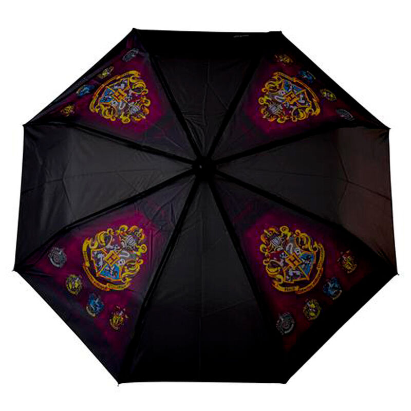 Paraguas plegable manual Harry Potter negro y morado abierto - 2