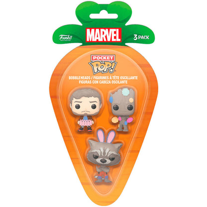 Blíster Funko Carrot con tres figuras Pocket POP! de Guardianes de la Galaxia