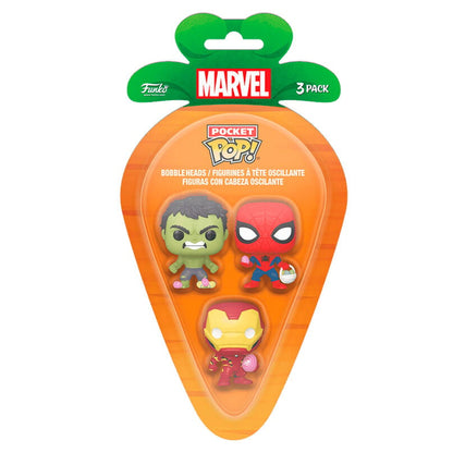 Blíster Funko Pocket POP! Marvel con figuras de Spider-Man, Hulk e Iron Man